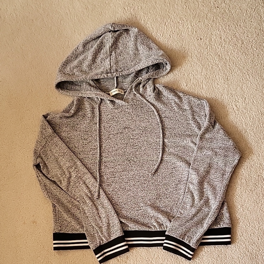 Ginger G Heathered Gray Hooded Sweater